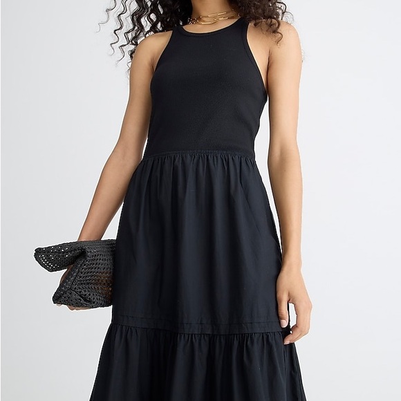 J. Crew Dresses & Skirts - J. Crew Rib High-neck Cutaway Tank Dress with Poplin Skirt in Black